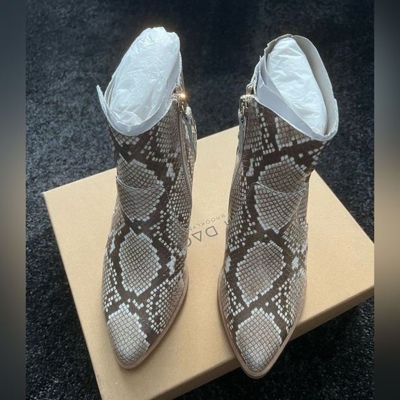 Kelsi Dagger Shoes - Kelsi Dagger White Washed Brown & Tan Snake Printed Booties Size 5.5